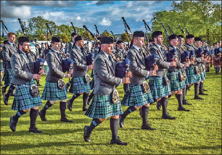 Picture of the Inveraray and District Pipe Band marching